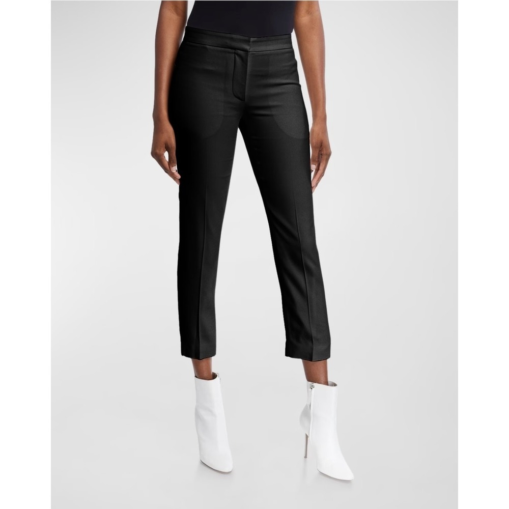Alexander McQueen Leaf Crepe Cigarette Trousers Black Silk Blend Size 38 Luxury